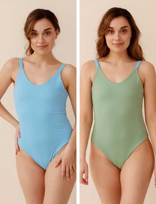 Lily Swimsuit - blue&pistachio from Savara Intimates