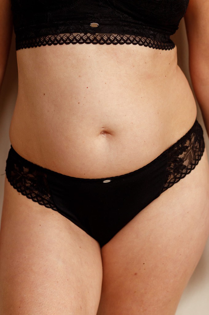 Mid Waist Brief - Rosa Black from Savara Intimates