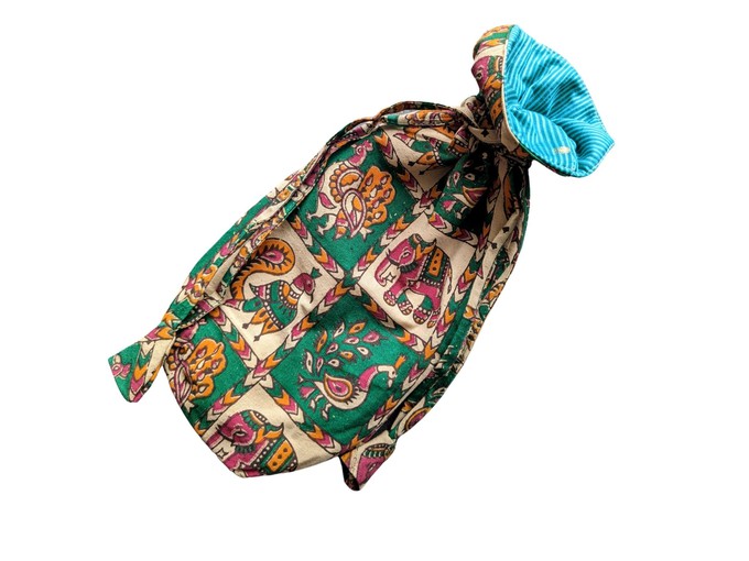 The perfect reusable gift bag, Handmade Kalamkari Cotton Pouch, Bottle Gift Bag from Shakti.ism