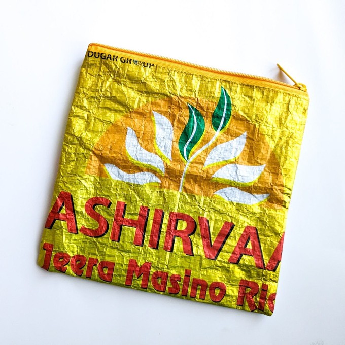 Recycled rice bag pouch, fair trade from Shakti.ism