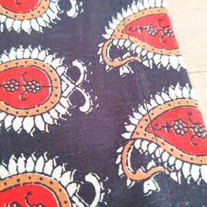 Handwoven block printed table runner, red paisley from Shakti.ism