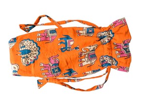 Reusable Kalamkari Cotton Pouch, Bottle Gift Bag, Orange from Shakti.ism