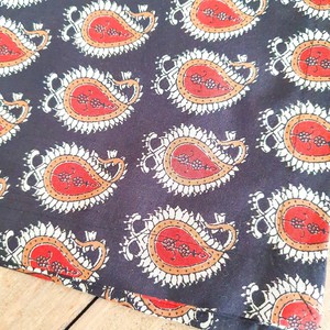 Handwoven block printed table runner, red paisley from Shakti.ism