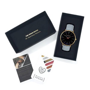 Horloge Moderna Vegan Suede Goud Zwart & Lichtblauw from Shop Like You Give a Damn