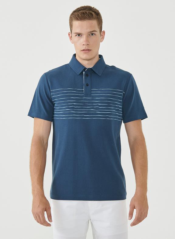 Poloshirt Lijnen Navy from Shop Like You Give a Damn