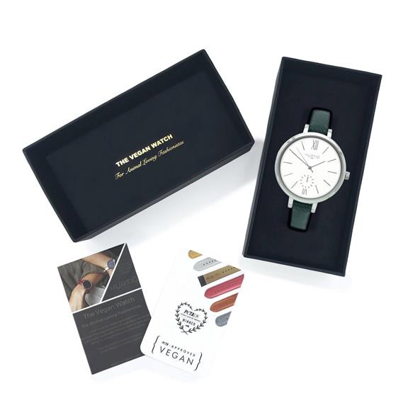 Horloge Amalfi Petite Zilver Wit & Donkergroen from Shop Like You Give a Damn