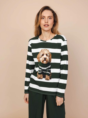 Labradoodle T-shirt lange mouwen en Wijde broek set Dames from SNURK