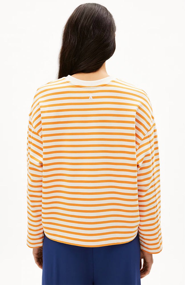 Frankaa stripe trui light tangerine from Sophie Stone