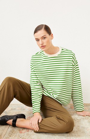 Frankaa trui stripe ivy green from Sophie Stone