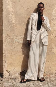 Linnen broek stripes cream via Sophie Stone