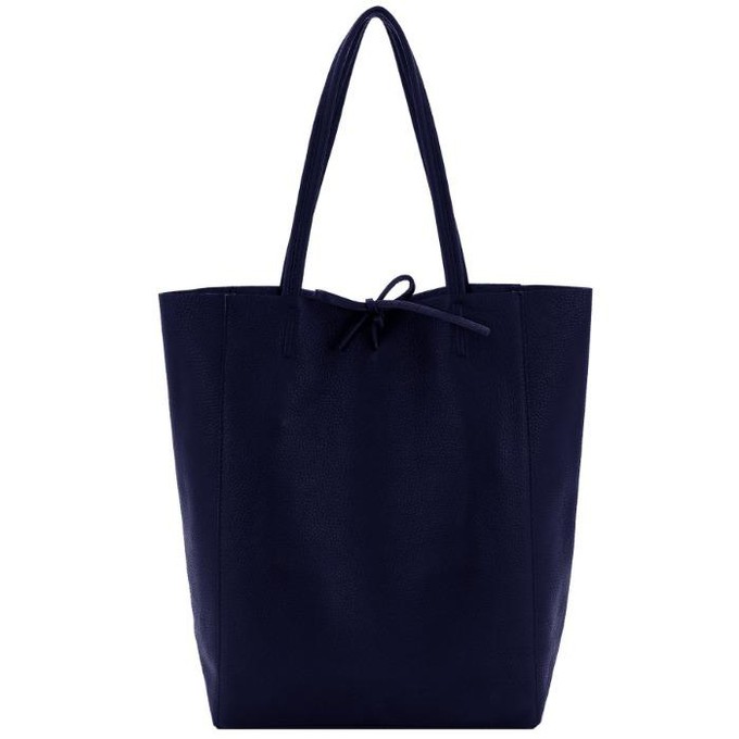 Navy Blue Pebbled Leather Tote Shopper from Sostter