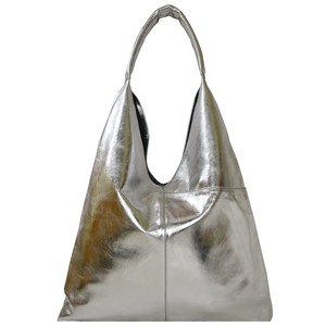 Silver Metallic Pocket Boho Leather Bag from Sostter