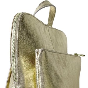 Gold Convertible Metallic Leather Pocket Backpack from Sostter