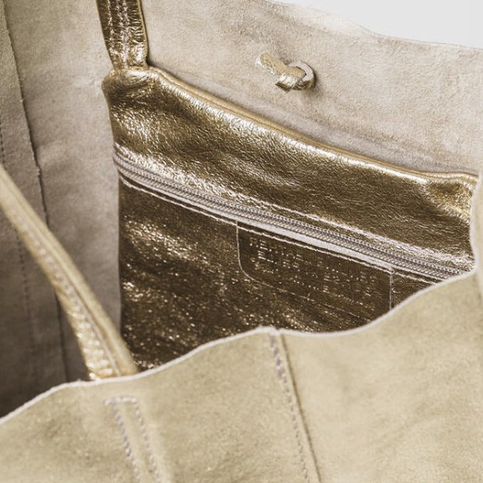 Soft Gold Metallic Leather Tote Shopper Bag from Sostter