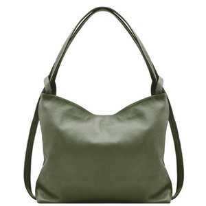 Olive Italian Leather Convertible Tote Backpack from Sostter