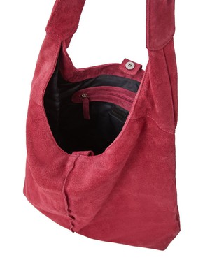 Strawberry Red Soft Suede Hobo Shoulder Bag from Sostter