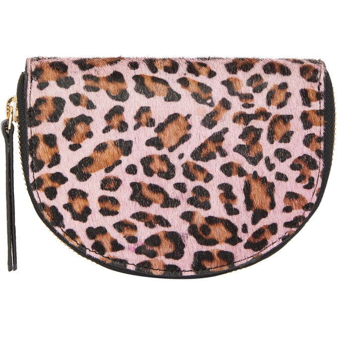 Pink Animal Print Leather Half Moon Purse - Zip Closure from Sostter