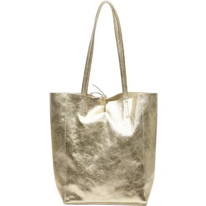 Soft Gold Metallic Leather Tote Shopper Bag from Sostter