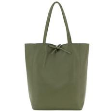 Olive Leather Tote Bag - Italian Calfskin Medium Shopper via Sostter