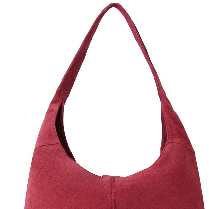 Strawberry Red Soft Suede Hobo Shoulder Bag from Sostter