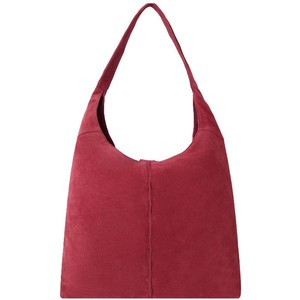 Strawberry Red Soft Suede Hobo Shoulder Bag from Sostter