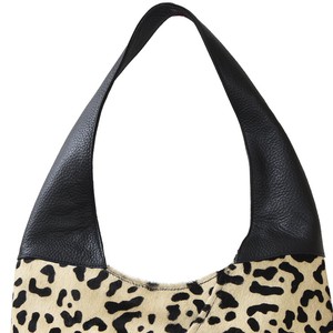 Ivory Animal Print Leather Shoulder Hobo Bag from Sostter