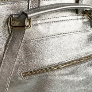 Silver Metallic Leather Convertible Backpack from Sostter