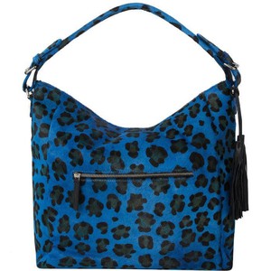 Blue Animal Print Leather Top Handle Grab Bag from Sostter