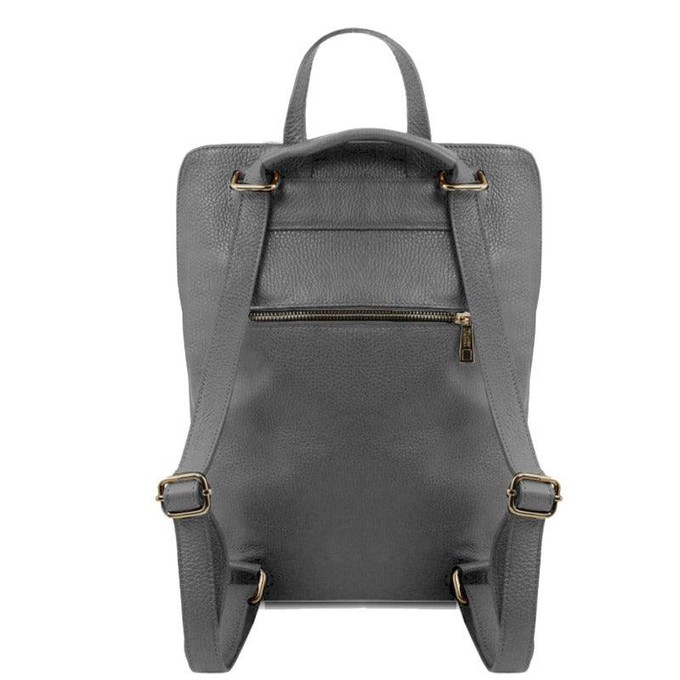 Slate Soft Pebbled Leather Pocket Backpack from Sostter