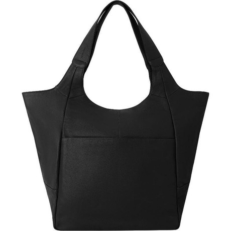 Black Leather Large Pocket Tote Bag - Stylish & Spacious from Sostter