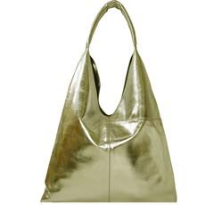 Gold Metallic Pocket Boho Leather Bag via Sostter