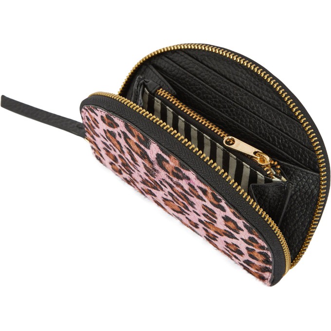 Pink Animal Print Leather Half Moon Purse - Zip Closure from Sostter