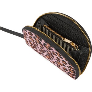 Pink Animal Print Leather Zip Around Half Moon Purse from Sostter