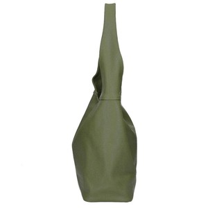 Olive Pebbled Italian Leather Hobo Bag with Zipper Closure from Sostter