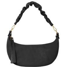 Crescent Black Pebbled Leather Baguette Shoulder Bag via Sostter