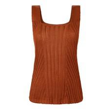 Siena Rib Knitted Square Neck Mercerised Cotton Tank Top - Rust Brown via STUDIO MYR