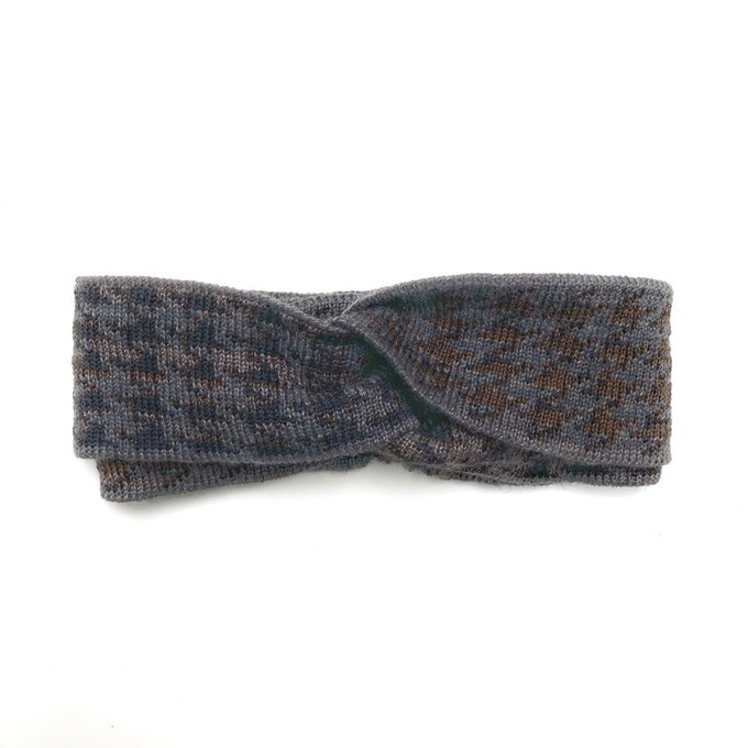 Raven Pied-De-Poule Jacquard Knit Merino Blend Hairband - Grey/Brown Blend from STUDIO MYR