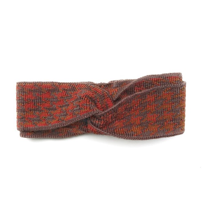 Ginger Pied-De-Poule Jacquard Knit Merino Blend Hairband - Brown/Orange Blend from STUDIO MYR