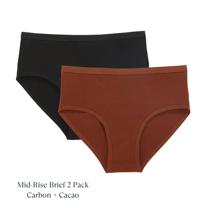 Organic Cotton Mid-Rise Brief in Carbon & Cacao 2-Pack from Subset