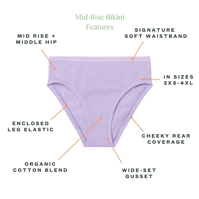 Organic Cotton Mid-Rise Bikini in Petal 3-Pack from Subset