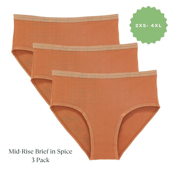 Organic Cotton Mid-Rise Brief in Spice 3-Pack from Subset