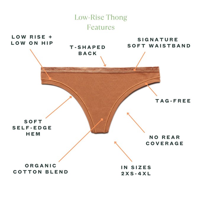 Organic Cotton Low-Rise Thong in Spice 3-Pack from Subset