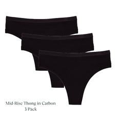 Organic Cotton Mid-Rise Thong in Carbon 3-Pack via Subset