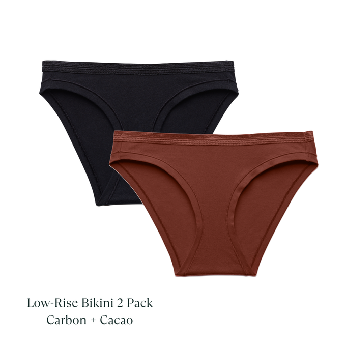 Organic Cotton Low-Rise Bikini in Carbon & Cacao 2-Pack from Subset