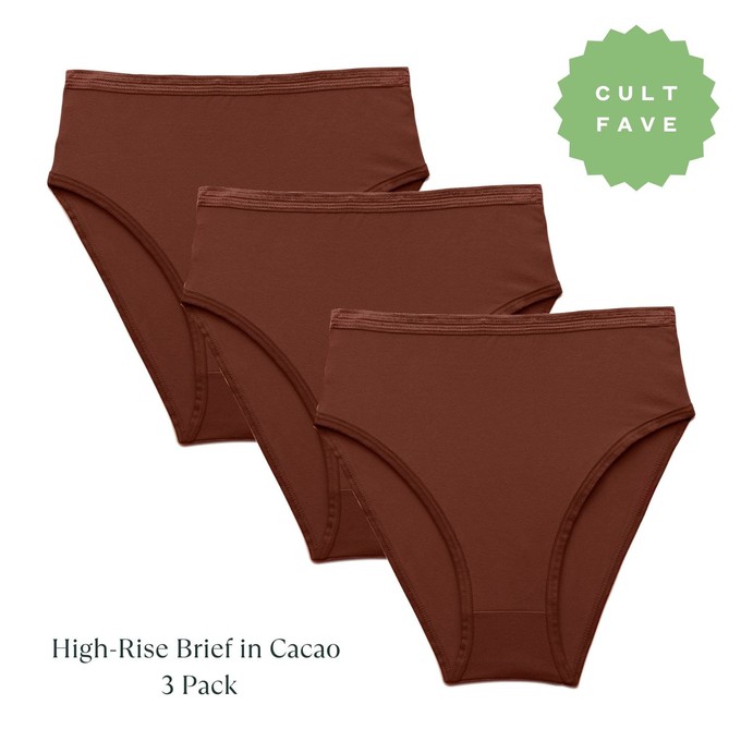 Organic Cotton High-Rise Brief in Cacao 3-Pack from Subset