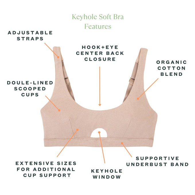 Organic Cotton Keyhole Soft Bra in Stone from Subset