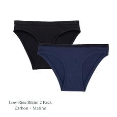 Organic Cotton Low-Rise Bikini in Carbon & Marine 2-Pack via Subset