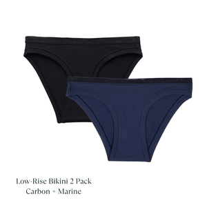 Organic Cotton Low-Rise Bikini in Carbon & Marine 2-Pack from Subset