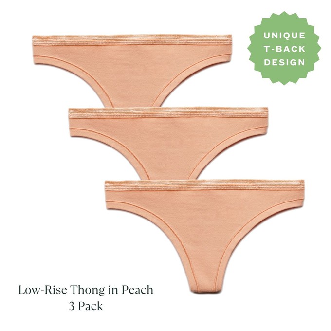 Organic Cotton Low-Rise Thong in Peach 3-Pack from Subset