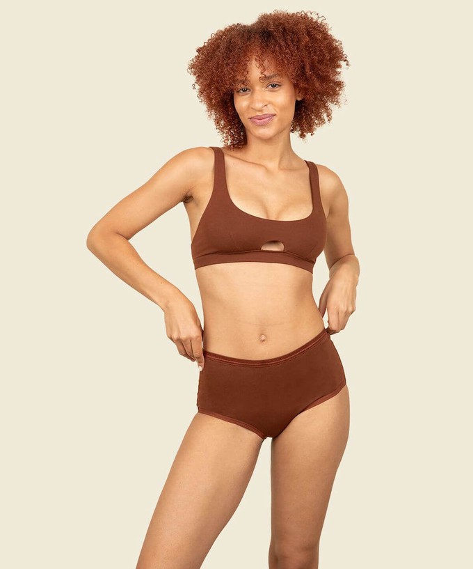 Organic Cotton Keyhole Soft Bra in Cacao from Subset